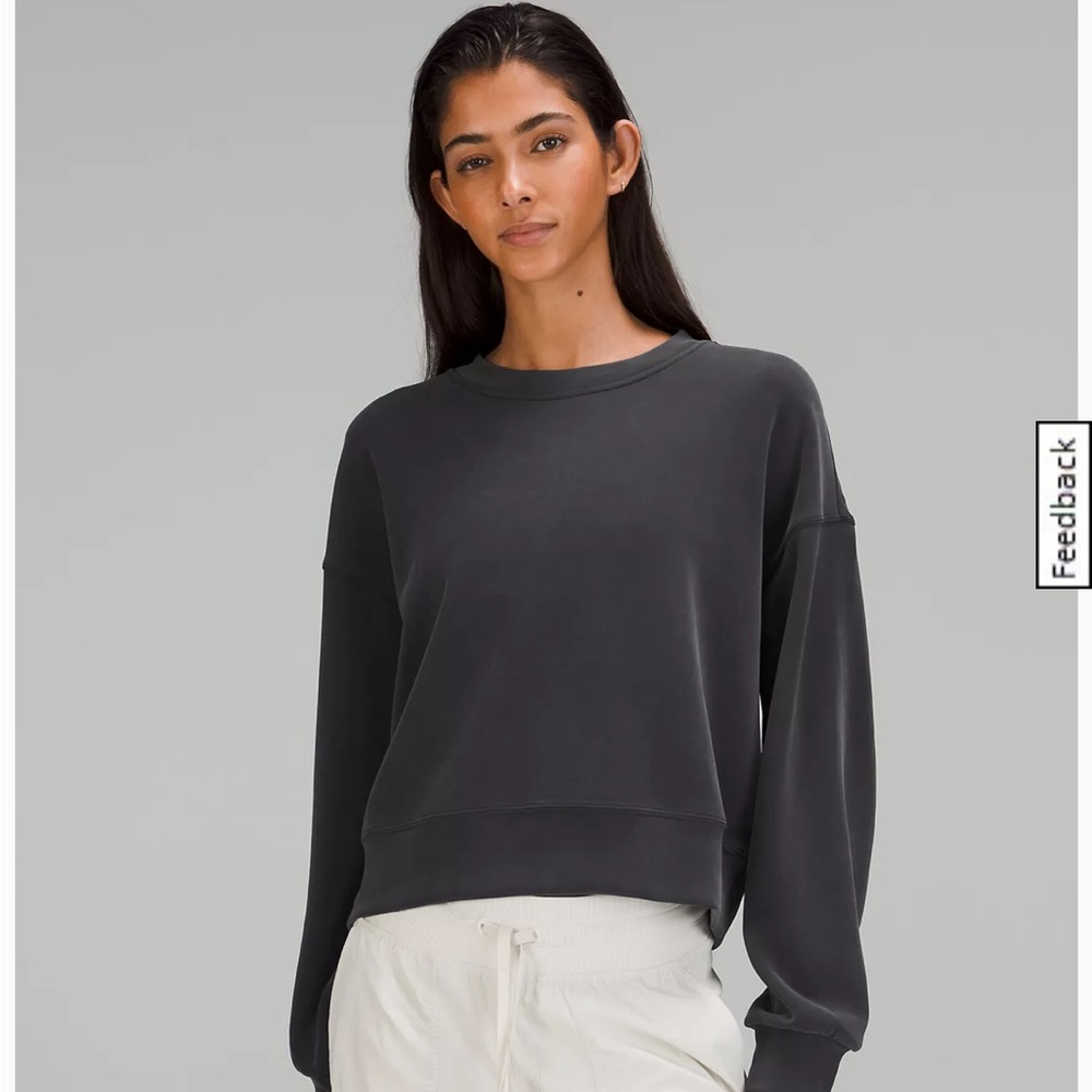 Lululemon Softstreme Perfectly Oversized Cropped Crew Black Size 6